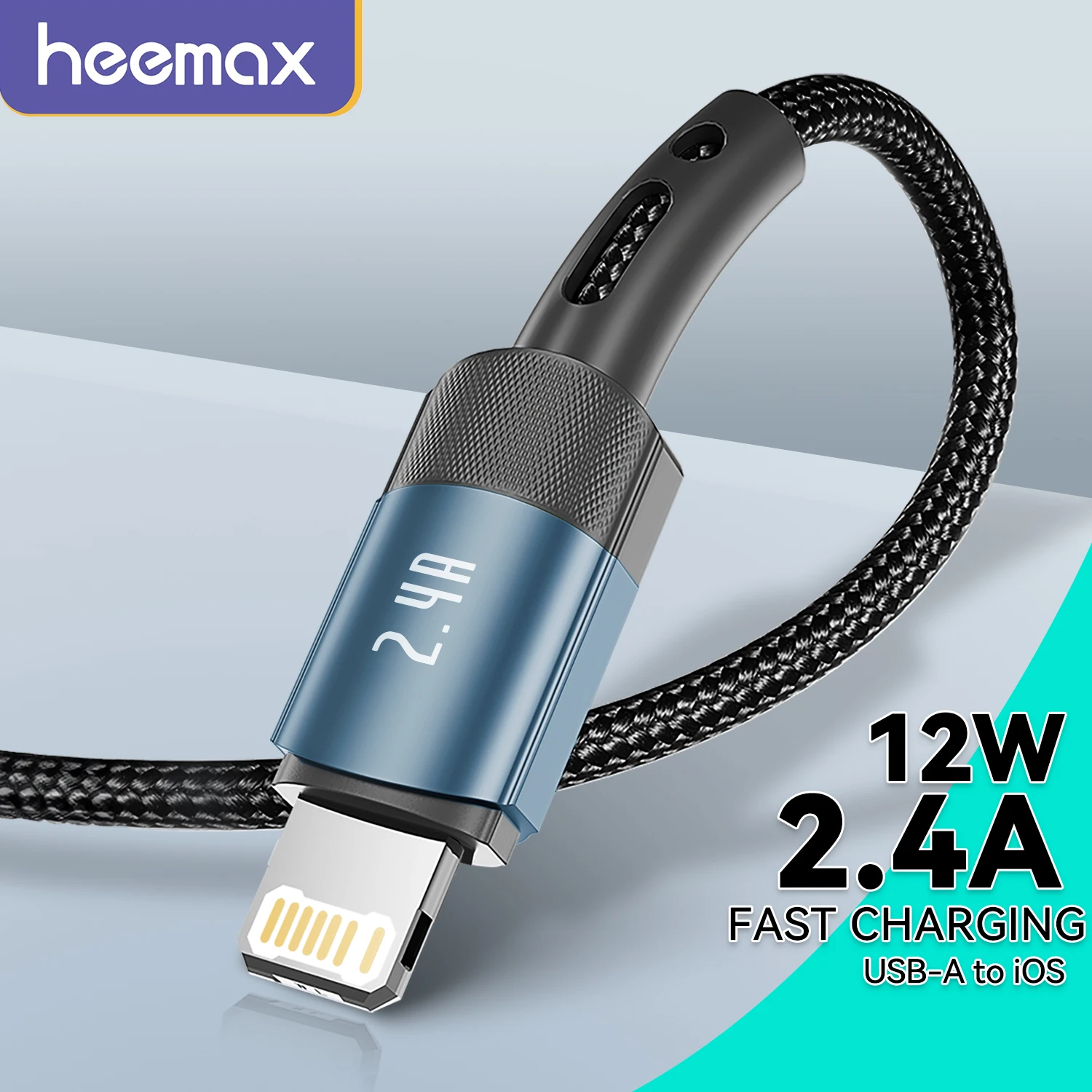 

HEEMAX 2.4A USB Cable For iPhone 14 13 11 12 Pro Max XR XS Max 8 7 6s Plus 5 Fast Charging Cable for iPad USB Charge Cord Wire