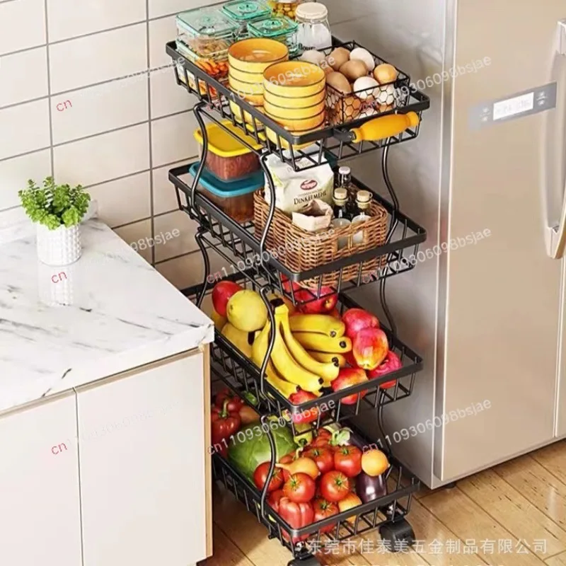 Kitchen crevice rack floor-to-ceiling multi-layer vegetable rack crevice storage rack household fruit sundries free installation