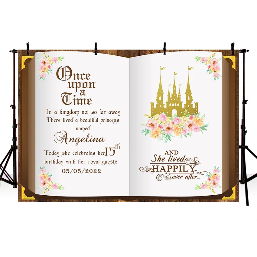 Mehofond Photography Background Once Upon a Time Fairy Tale Book Castle Floral Princess Girl Birthday Party Backdrop PhotoStudio