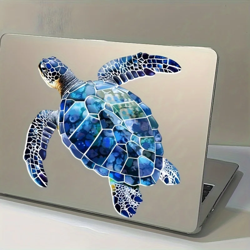 1PC Blue Mosaic Sea Turtle Vinyl Sticker, Waterproof & Scratch-Resistant PVC Decal for Car, Motorcycle, Laptop & Phone