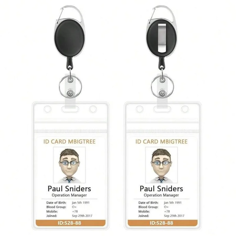 

2 Pack Of Vertical ID Badge Holder With Adjustable Retractable Lanyard | Retractable Badge Holders, Heavy Duty Badge Reel