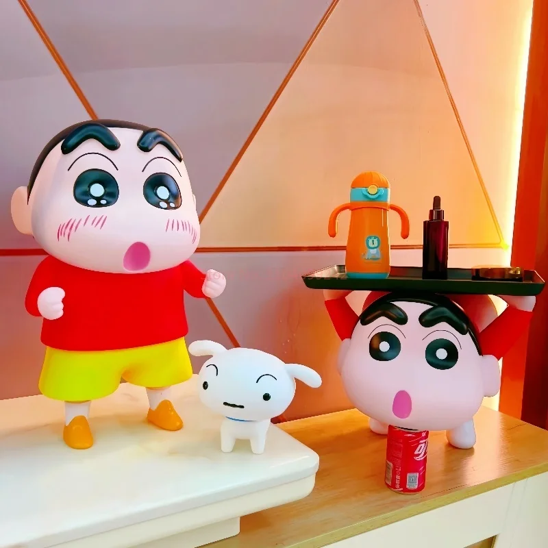 Kawaii 23cm Kredka Shin Chan 13CM Nohara Shiro Ozdoby na biurko Model PVC Dziecko Dziewczyna Akumulacja Codzienny Śliczny Kreatywny Prezent