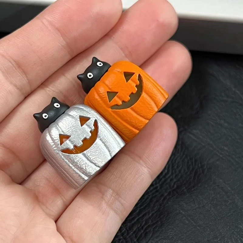 Tutup Tombol Transparan Motif Labu Halloween, Dicetak 3D, Kustom 1U, Resin, untuk Aksesoris Keyboard Mekanik MX