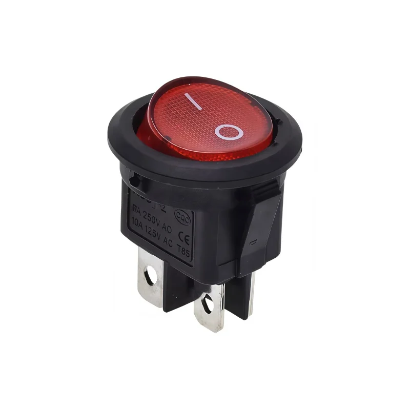 10pcs KCD1 224N Round Rocker Switch With Light 4Pins 6A 250V/10A 125VAC Boat Switch Snap-in SPST ON OFF Rocker 2 Position Switch