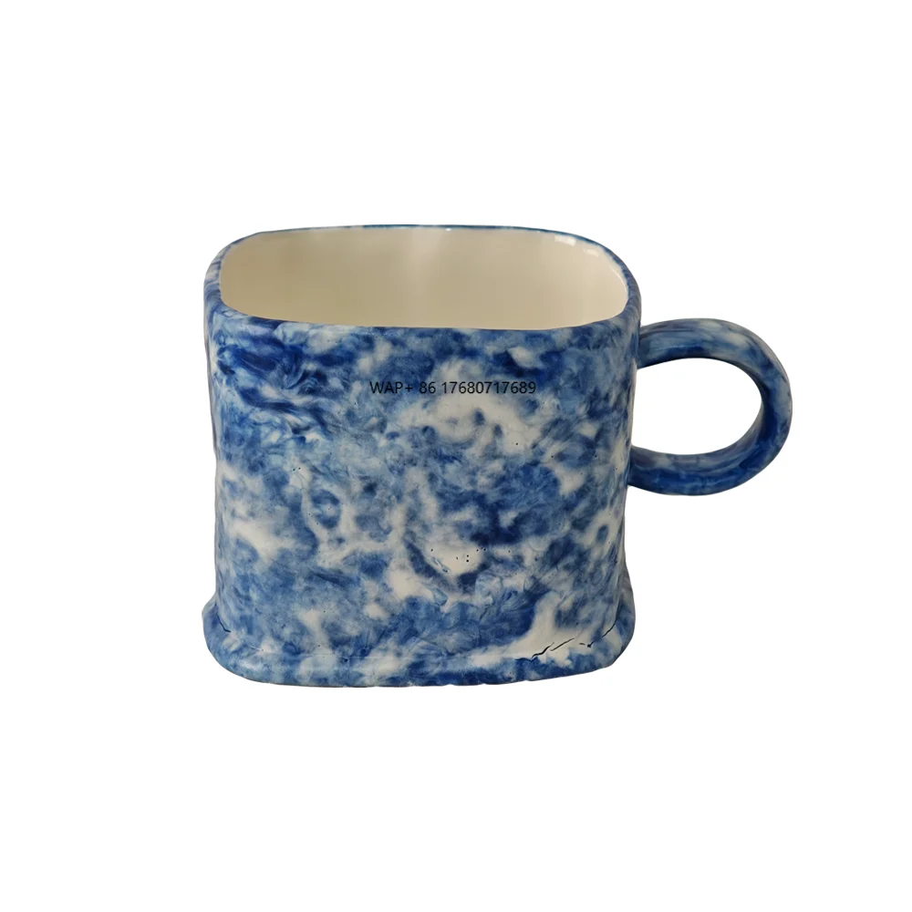 Handmade Art Ceramic Sugar Coffee Cup Blue Dream Series