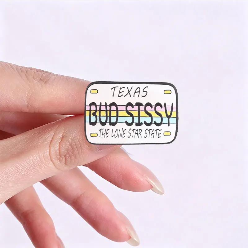 License Plate Enamel Pins Cartoon Rainbow Texas New York Badge California Sunset Lapel Brooches Jewelry Gift For Friends view 4