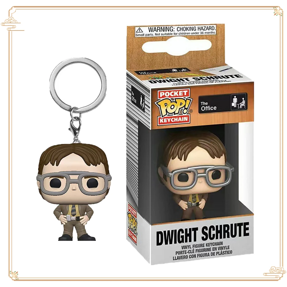 

FUNKO POP Keychain Classic Movie Character Dwight Schrute Collector's Doll Pendant Popular Exquisite Fun Holiday Gift Keychain