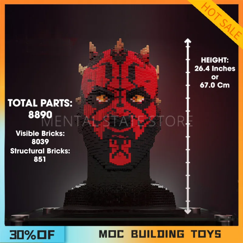 NEW 8890PCS Customized MOC Darth-MauI-Bust Building Blocks Technology Bricks DIY Creative Assembly Education Toys Holiday Gift