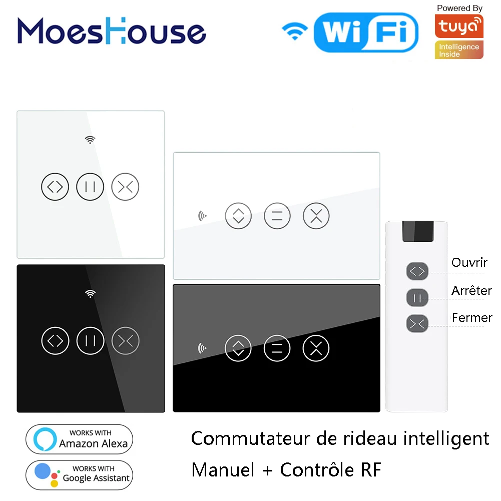 Stores roulants tactiles intelligents, interrupteur moteur, application Tuya Smart Life,