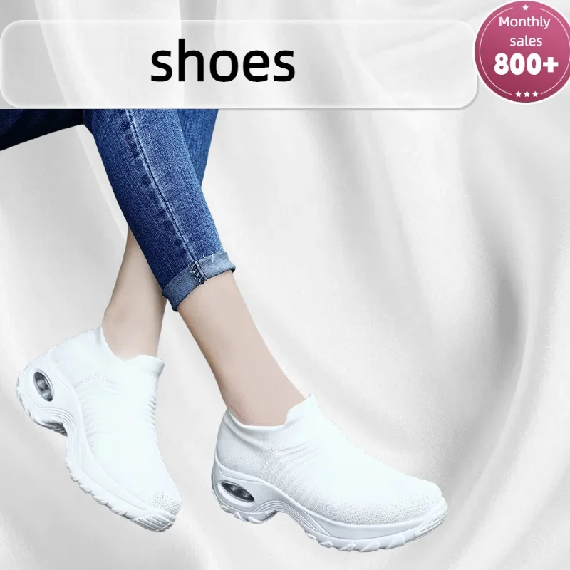 

​​Plus-Size Women's Air Cushion 2025 New Breathable Sock Fit Platform Shoes Outdoor Comfortable Walking Shoes for Moms​​