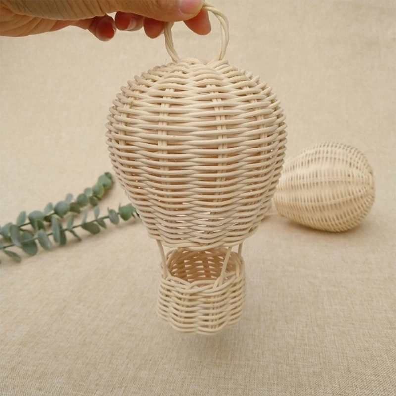 

Rattan Hot Air Balloon Handmade Small Pendant Art Ornament Charm for Home Bedroom Living Room Decoration