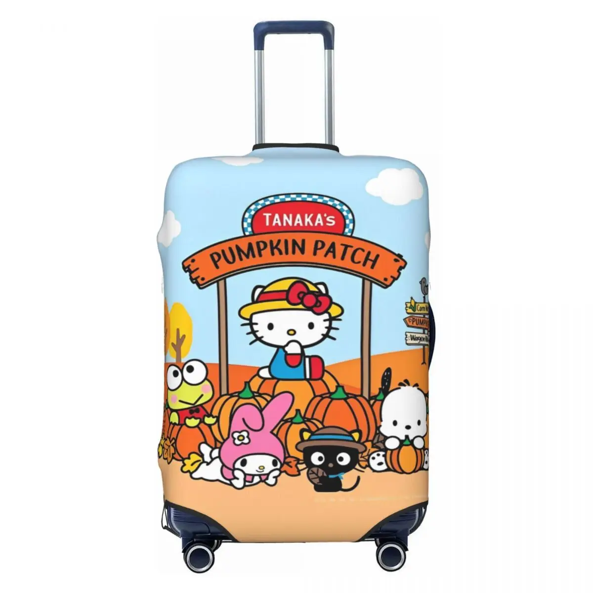 Hello Kitty Pumpkin Patch Halloween Suitcase Cover Cute Cat Animal Elastic Business Protection Luggage Case Holiday