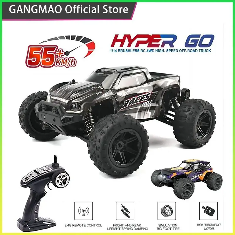 

HXRC 8610 8611 1:14 55KM/H 4WD RC Car With LED Remote Control Cars High Speed Drift Monster Truck for Kids VS 144001 Toys