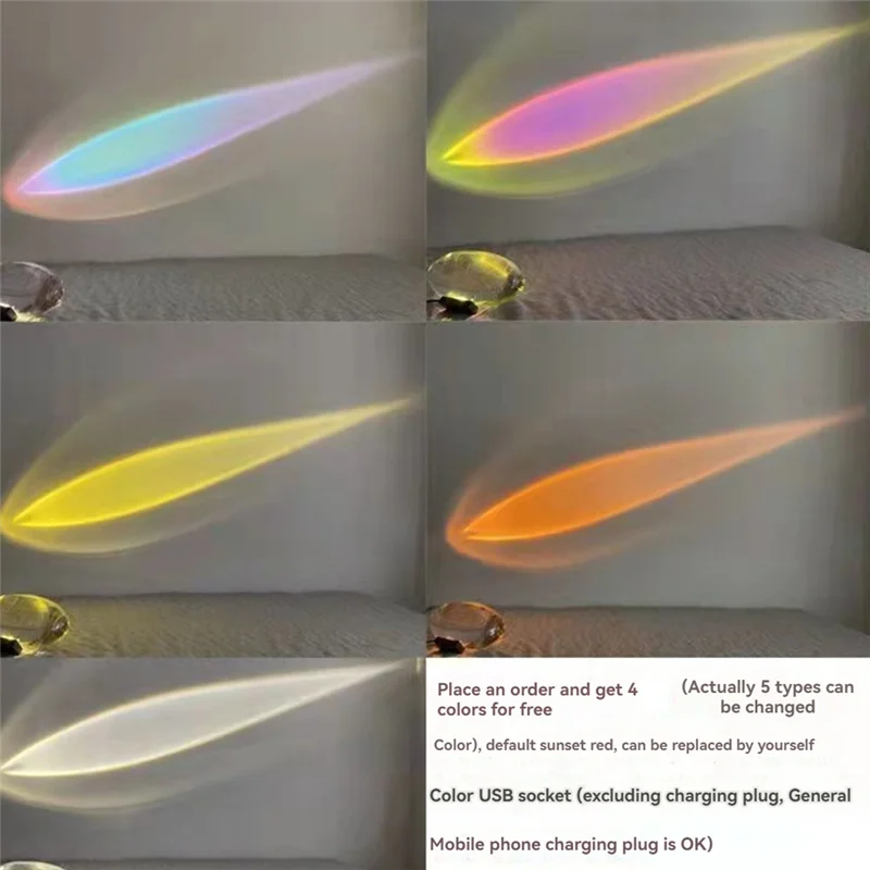 

LJL Sunset Lamp With Crystal Lampshade Sunset Projection Night Light Crystal Decorative Table Lamp