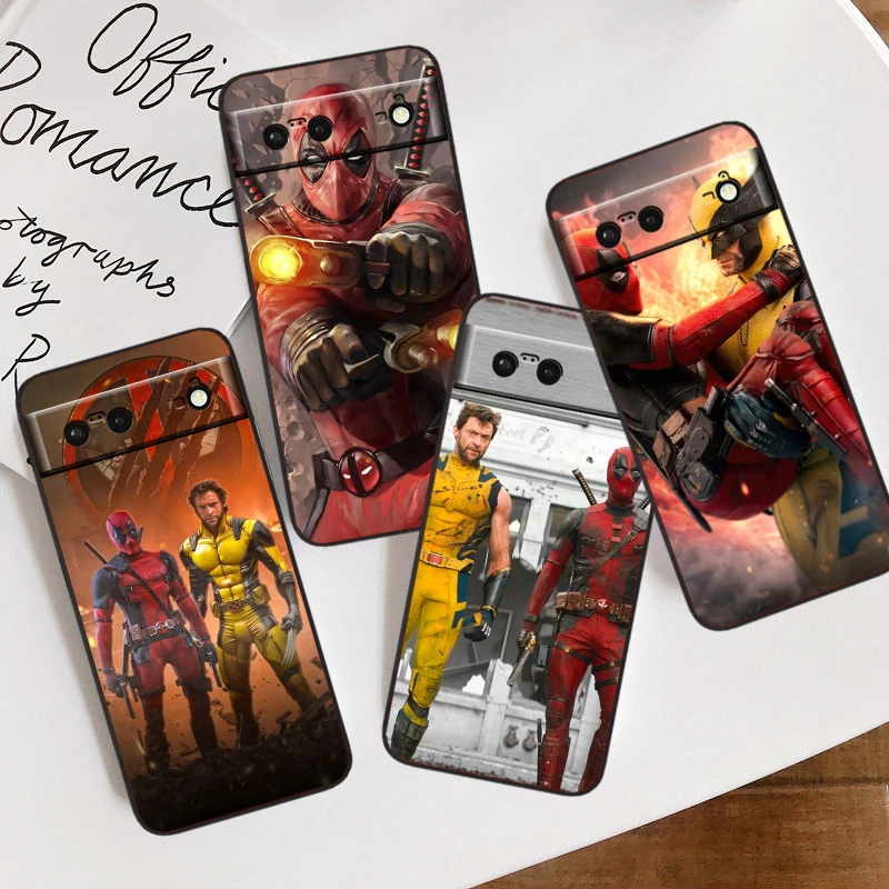 Marvel Deadpool Art Cool For Google Pixel 9 8 7A 7 6A 6 5A 5 4 4A XL 5G Black Silicon Shockproof Shell TPU Phone Case