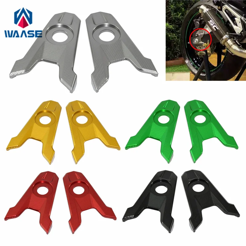 

waase For Kawasaki Z800 Z 800 2013 2014 2015 2016 2017 2018 2019 Rear Fork Axle Chain Adjuster Decoration Block