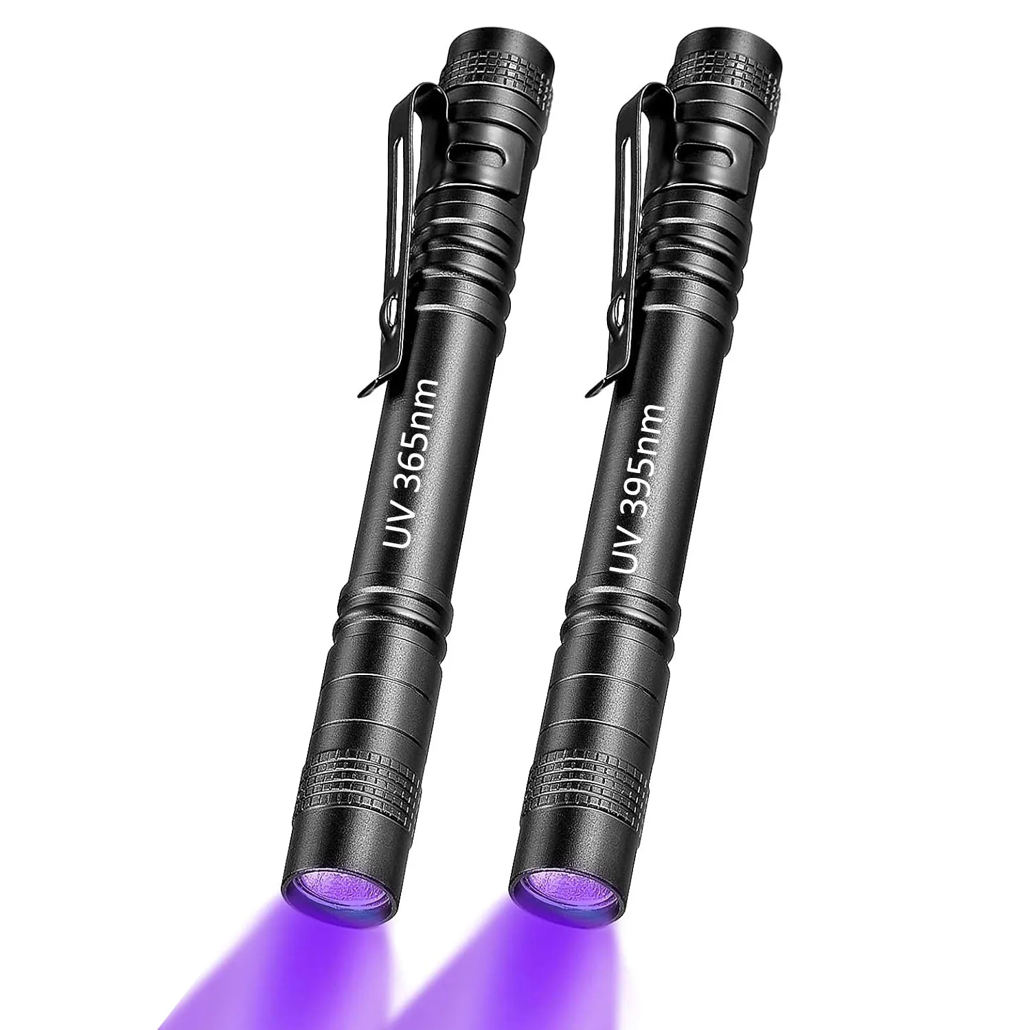 2PACK UV Pen Light Powerful Strong Ultraviolet 365nm 395nm Pocket EDC Detector Glue Curing LED Penlight Flashlight Torch