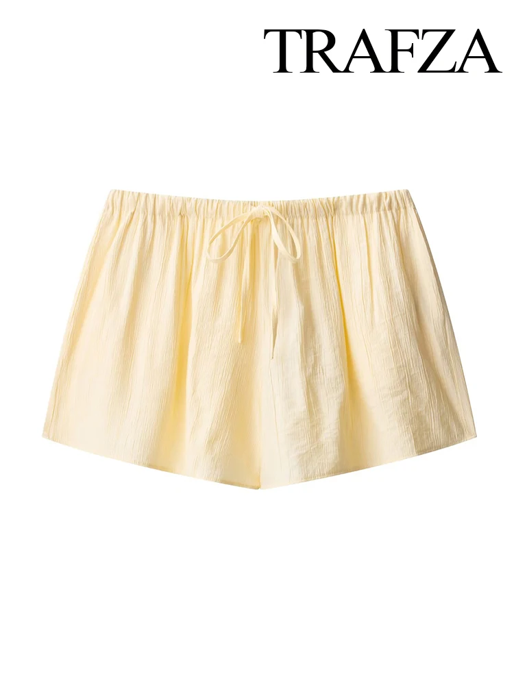 HH, novedad de verano para mujer, conjunto acogedor con efecto arrugado y cuello en V, Top de manga larga con cuello en V y pantalones cortos con cordón de cintura alta y bolsillo