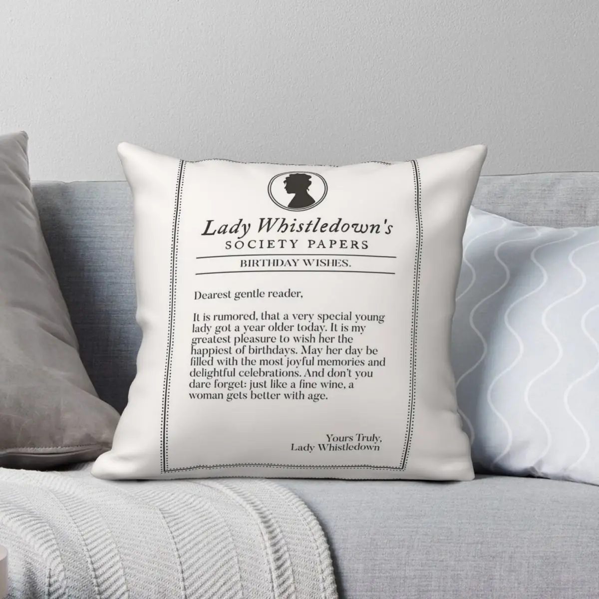 Happy Birthday Lady Whistledown Square Pillowcase Polyester Linen Velvet Creative Throw Pillow Case Home Cover Wholesale 45x45