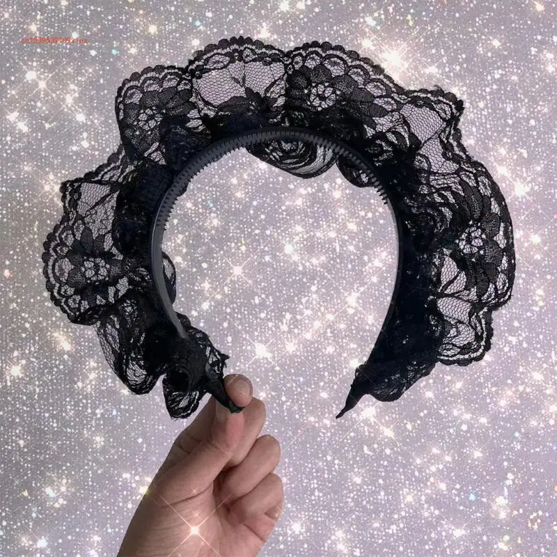 Elegante laço plissado bandana crânio hairband laço francês flor hairhoop para feminino teaparty cabelo moldar ornamento