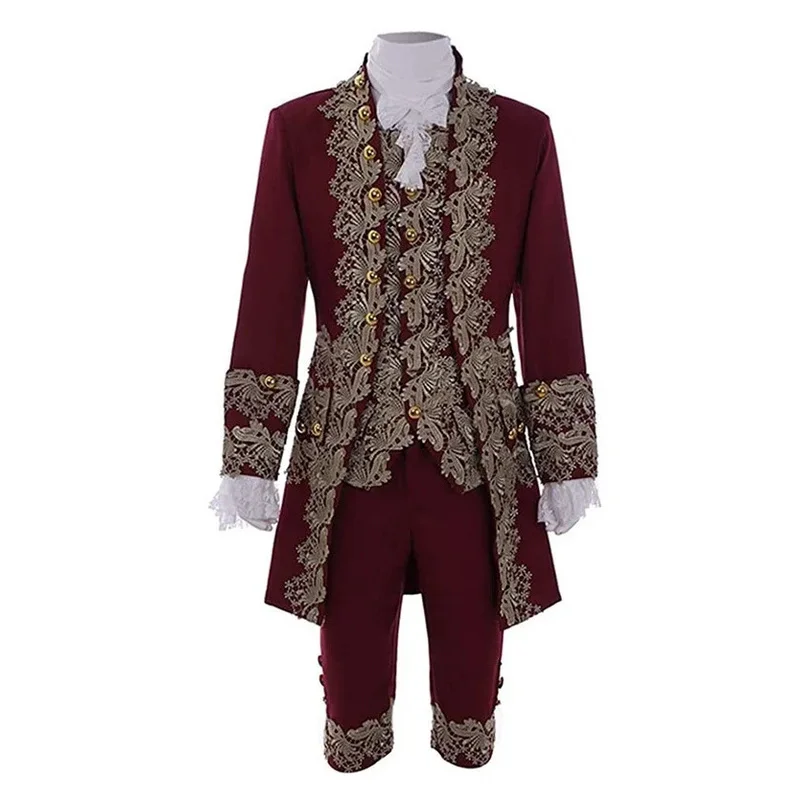 Medieval Vintage Jacket Prince Dress Gorgeous Palace Style Embroidered Lace Noble Formal Dress Stage Drama Performance Cosplay