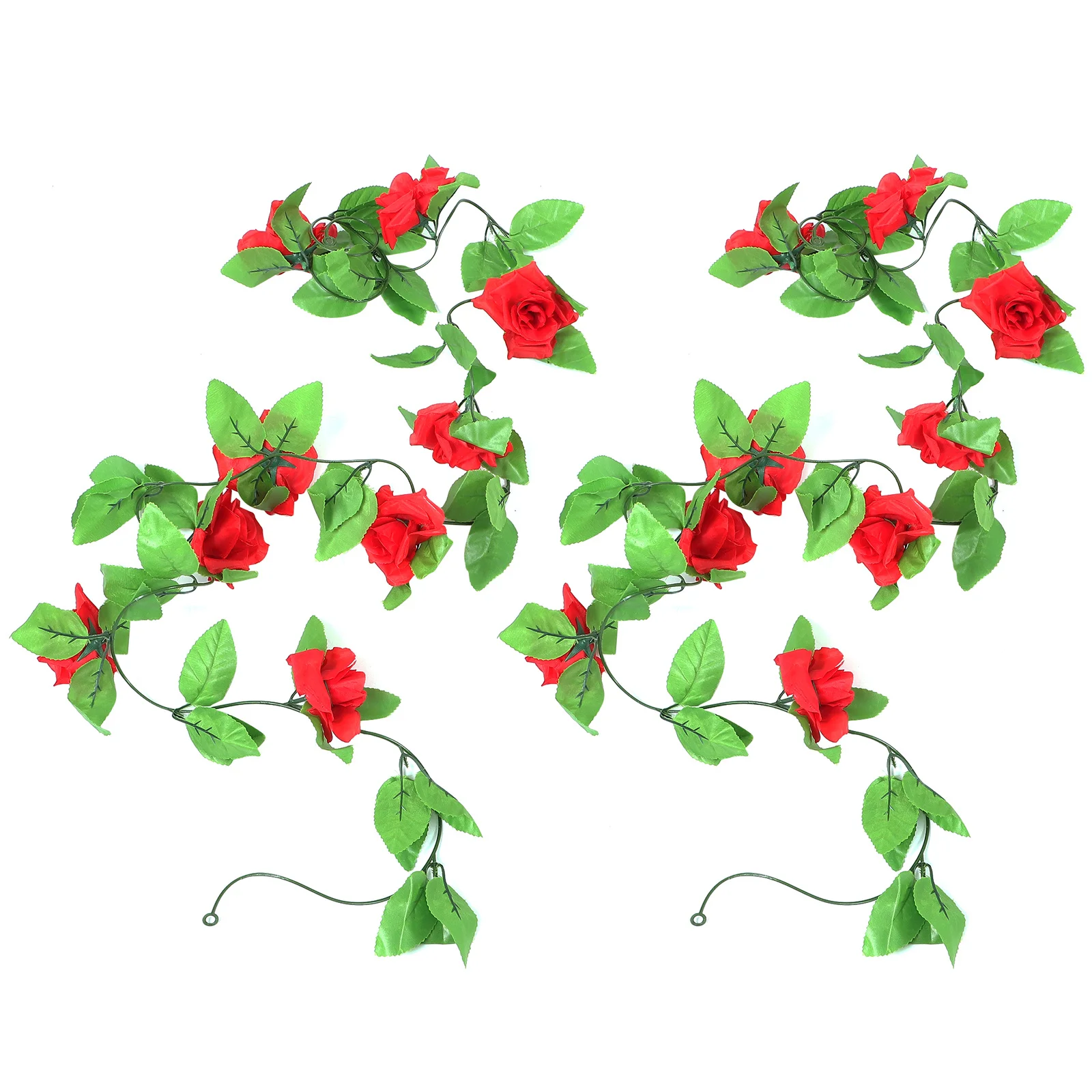 

2pcs Simulation Rose Flower Cane Decor Red 2.4M Artificial Curving Brim Floral Vine For Wedding Party Home Decoration