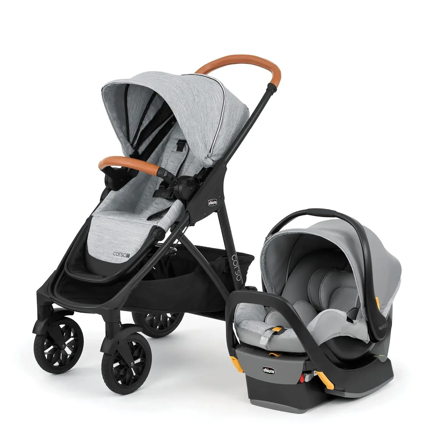 

Chicco Corso LE Travel System with KeyFit 35 Car Seat and Base Stroller Combo Infant Carrier Gray