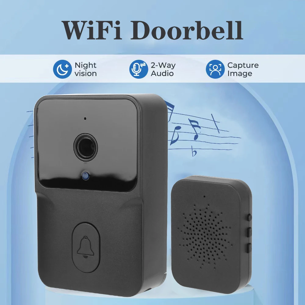 1080P HD Video Doorbell Video Doorbell Smart Wireless Camera HD Infrared Night Vision Intercom Camera 2.4G Wifi Waterproof