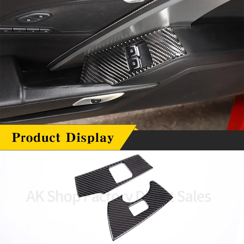 

Car Interior Accessories Real Carbon Fiber Window Lift Button Panel Frame Cover Trim Sticker For Chevrolet Corvette C7 2014-2019