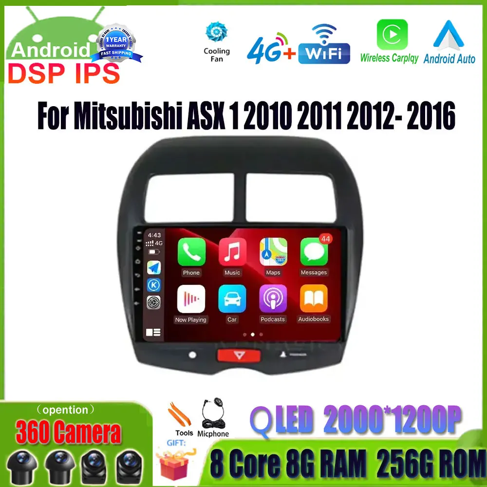 

4G Lte BT для Mitsubishi ASX 1 2010 2011 2012-2016 Android 14 Автомобильный радиоприемник Мультимедийный плеер WIFI GPS-навигация без DVD 2 DIN