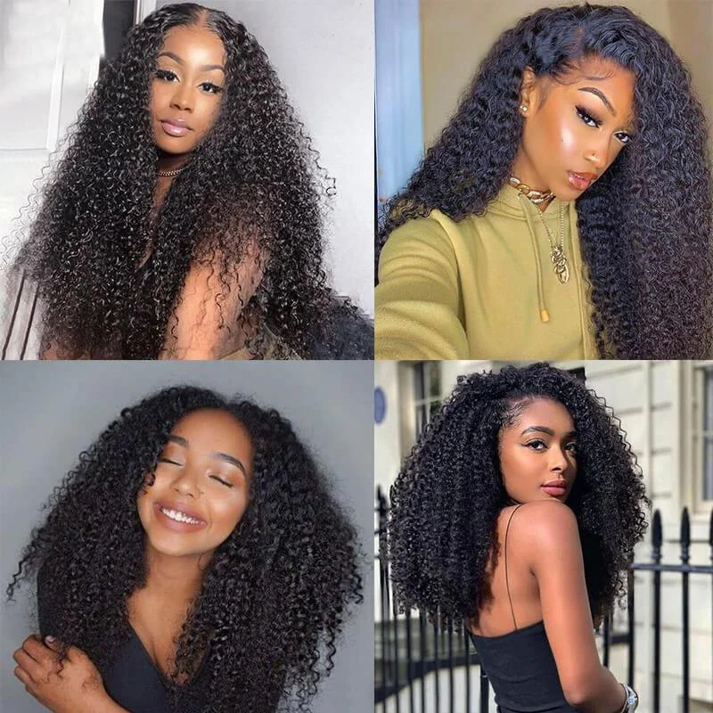1B Afro Kinky Curly Echthaar Glueless Perücken 200 250 Dichte Vietnamesisches Echthaar Flip-Over Halbperücke mit Kordelzug – Detail 3