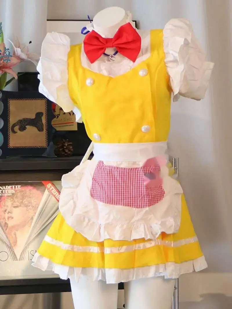 เซ็กซี่คอสเพลย์แม่บ้านน่ารัก Pure Desire สไตล์ Lolita ชุดแม่บ้านชุดและตารางพิมพ์ผ้ากันเปื้อนในรูปร่างลูกแมว Charming ZQO6