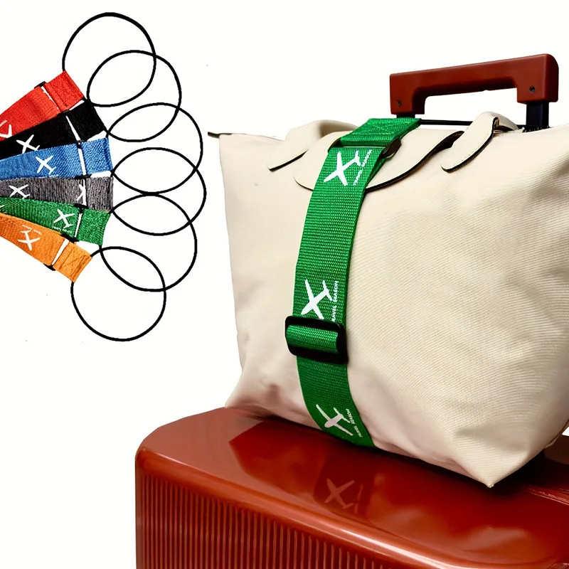 Strong Wear-Resistant Fixed Hanging Strap Luggage Elastic Rope Binding Belt Printed Airplane Pattern Suitcase Binding Belt