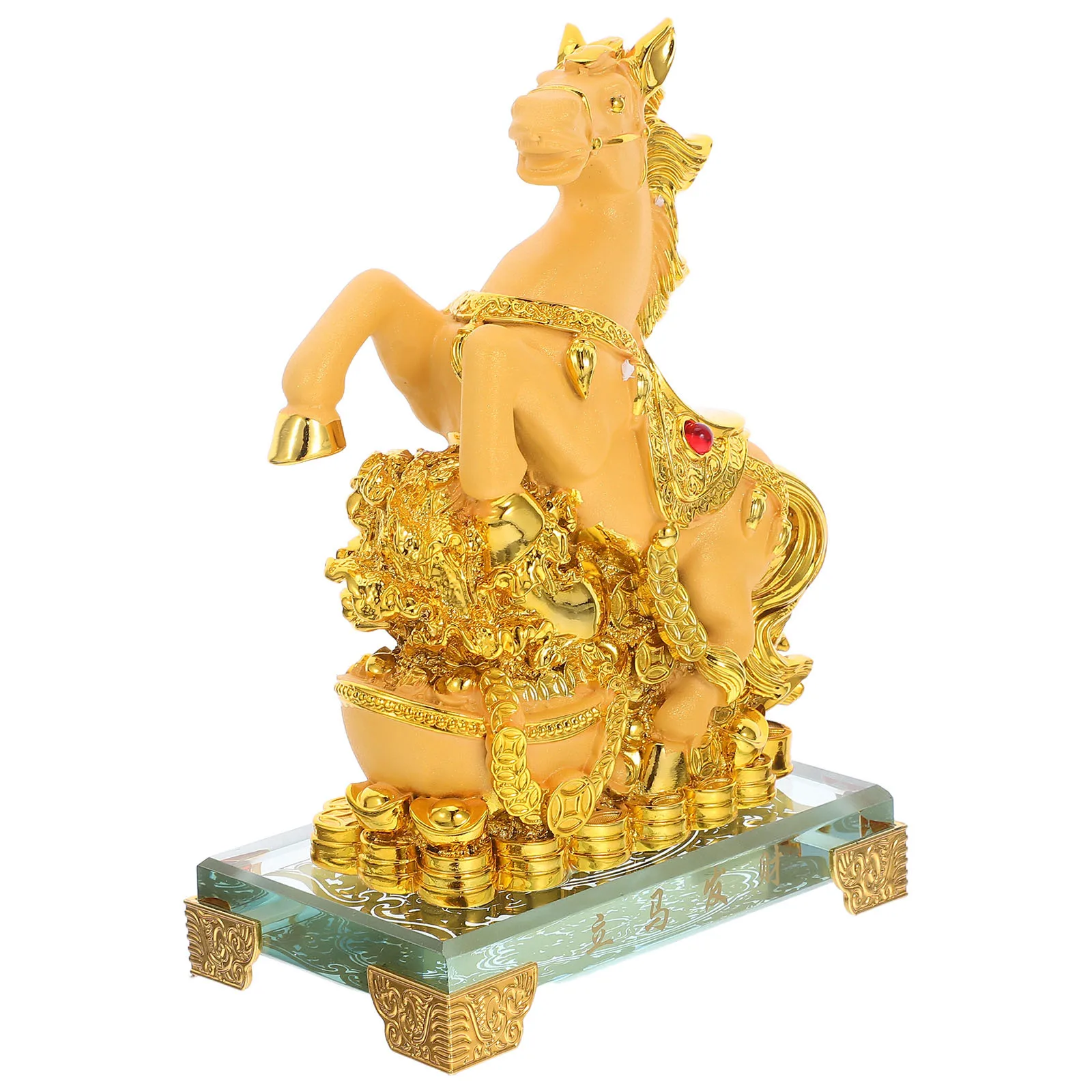 

Compact Gold Horse Decoration Year of The Horse Desktop Statue Chinese New Year Home Office Table Cabinet Shelf