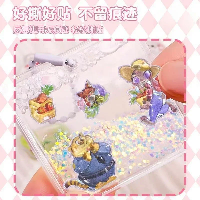 Zootopia 3D Crystal Sticker Disneys Cute Judith Nick Stationery Paster Kids Notebook Luggage Box Decor Children Classic Toy Gift