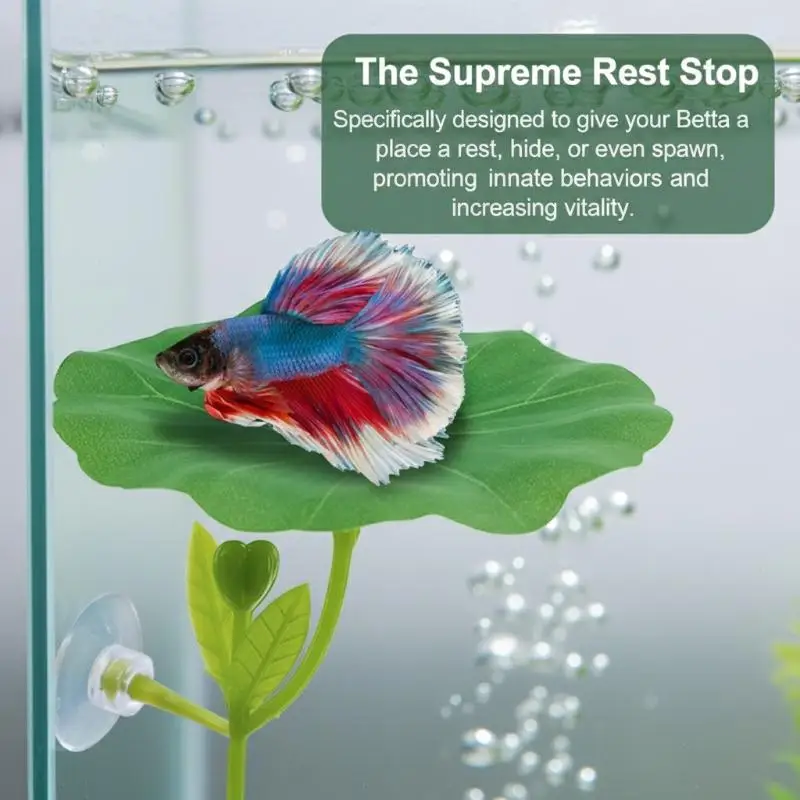 1 Pc Betta Fish Green Leaf Hammock Stress Relieving Aquarium Safe Bed Comfortable Rest Platform For Tanks