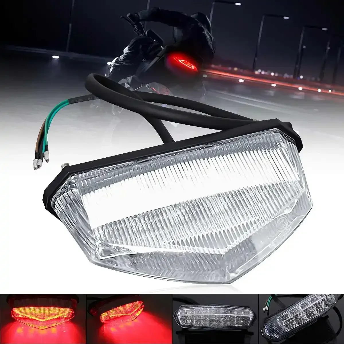 

10 светодиодов 12 В, универсальный мотоцикл, квадроцикл, красный индикатор, задний стоп-сигнал, задний фонарь