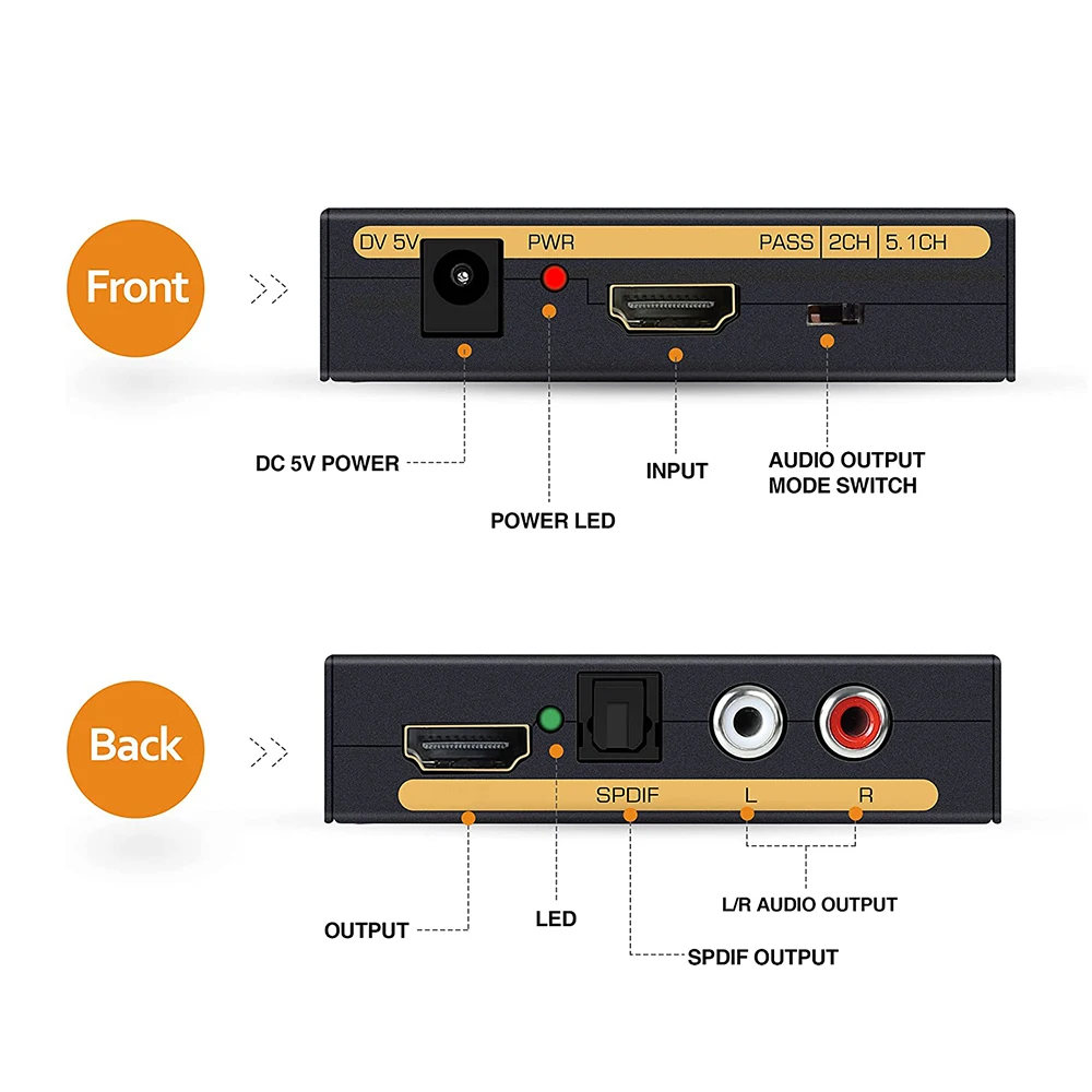 HDMI-Compatible Audio Extractor Optical Toslink SPDIF Audio Converter For PS4 Xbox Monitor Projector Support 3D HDCP2.2 18Gpbs