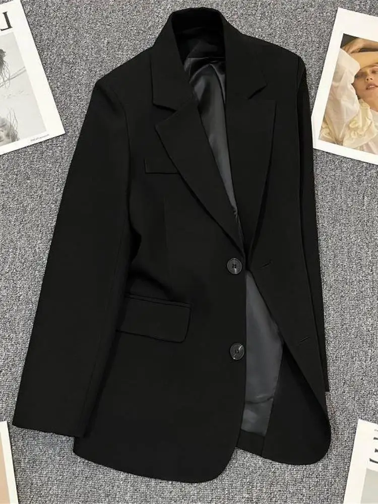 بدلة Ele Bla Jaet للنساء Ba Split Long Sve ملابس مكتبية بزر واحد للإغلاق قابلة للتنظيف