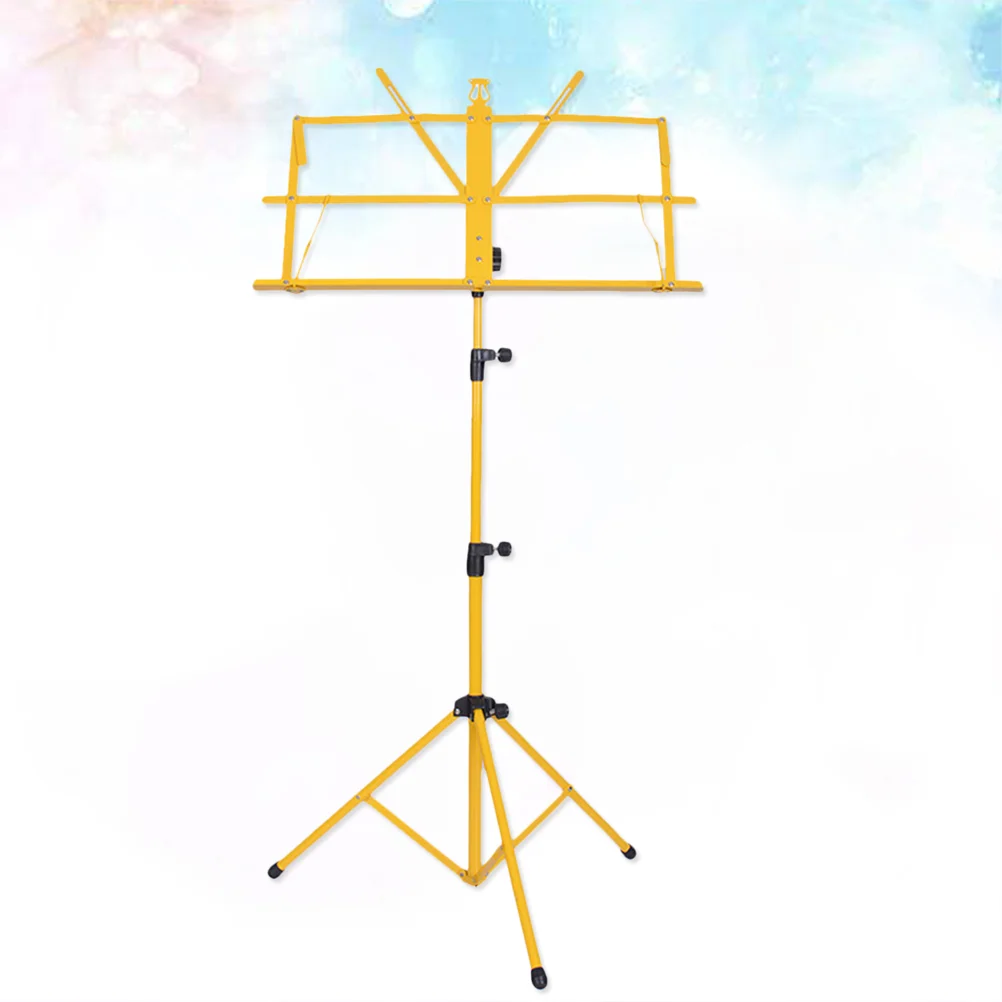 Folding Music Sheet Tripod Stand Metal Music Stand Holder for Carrying Guitar Parts and Accessories (Yellow)