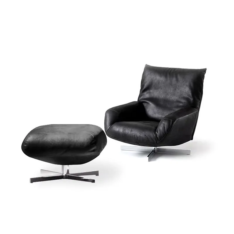 

The first layer of cowhide lounge chairs, balconies, leather designers, functional living rooms, light luxury, high-end swivel