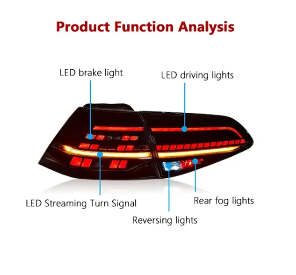 Car Lights For Volkswagen Golf 7/7.5 taillight assembly 2013-2020 LED Turn signal lamp modification car accessories