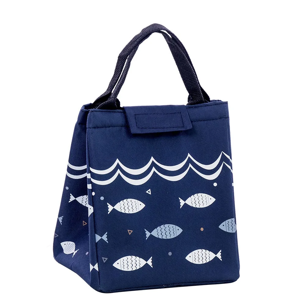 Fish Pattern Tote Lunch Bag Portable Oxford Waterproof Warm Cold Bag Thermal Insulated Large Capacity Picnic Lunch Bags Travel