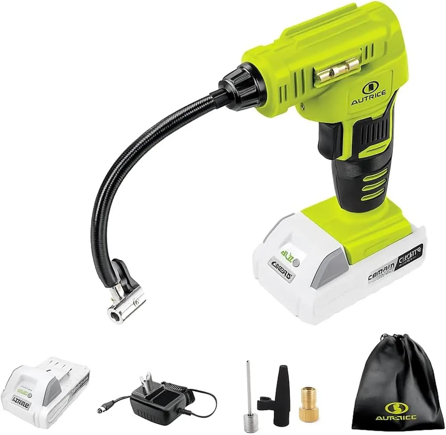 

24V Cordless Air Inflator with Battery, Charger & Accessories - Portable Compressor for Quick Inflation