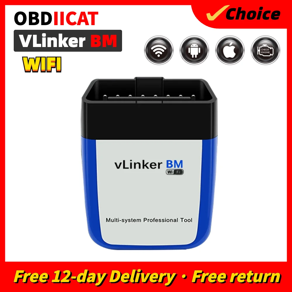 Vgate vLinker BM+OBD2 Scanner Bluetooth 3.0/4.0/Wifi OBD Car Diagnostic-Tool ELM327 Auto OBDII Scan Tool For B-M-W