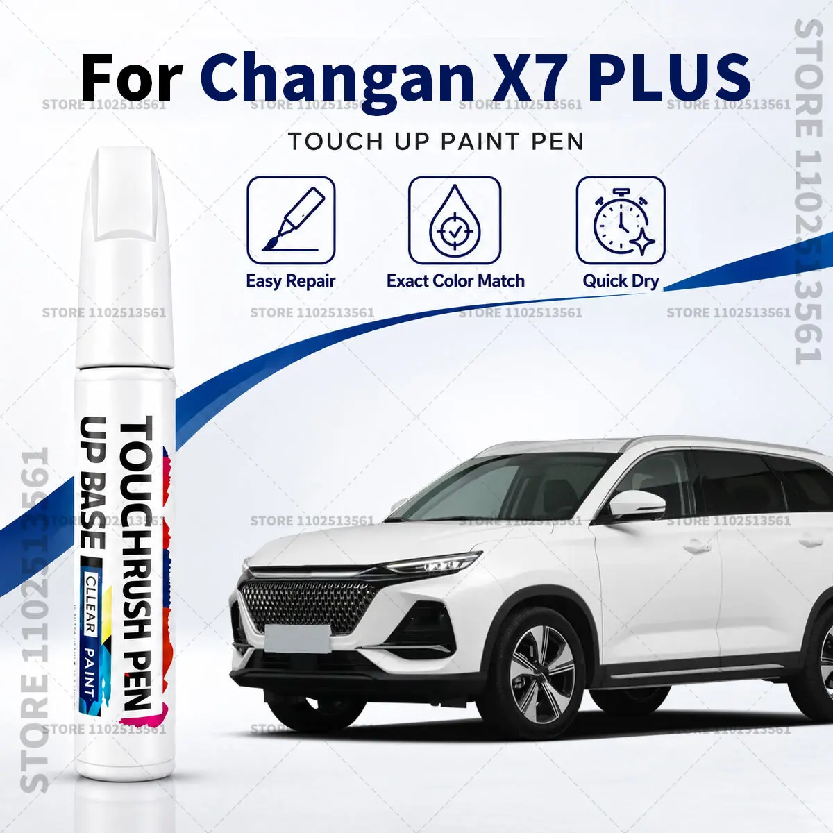 For Changan X7 PLUS White Car Paint Repair Pen Touch Up Paint Brush Scratch Remover for Deep Scratches Stone Chips and Marks