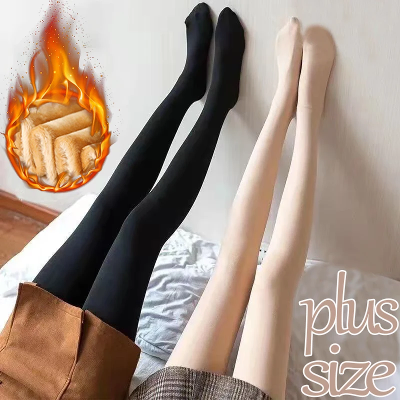 Women's Warmer Leggings Winter Thermal Pants Pantyhose Socks Plush Velvet Tights Elastic Thicken Stocking Fleece Lined Underwear