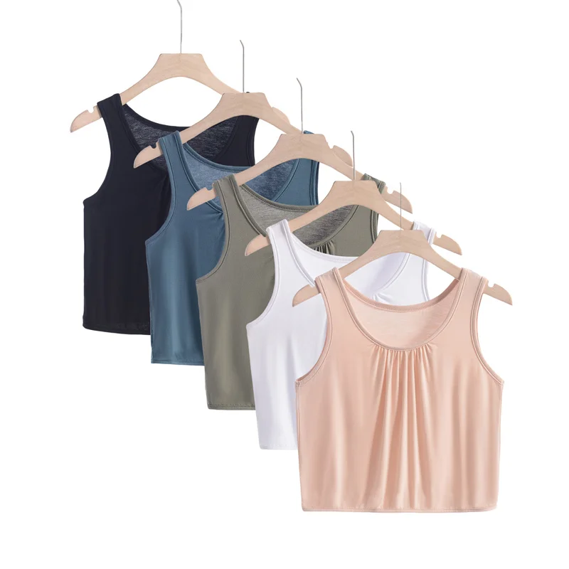 Women's Short Strap Vest Summer Anti-Light Wrap Chest Tube Top Large Size Inner Wear Pure Color Base Layer Modal Top