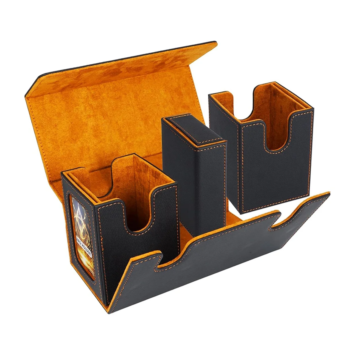 Karten-Aufbewahrungsbox für mehr als 200 Karten, 3-in-1-Kartendeck-Etui, orange