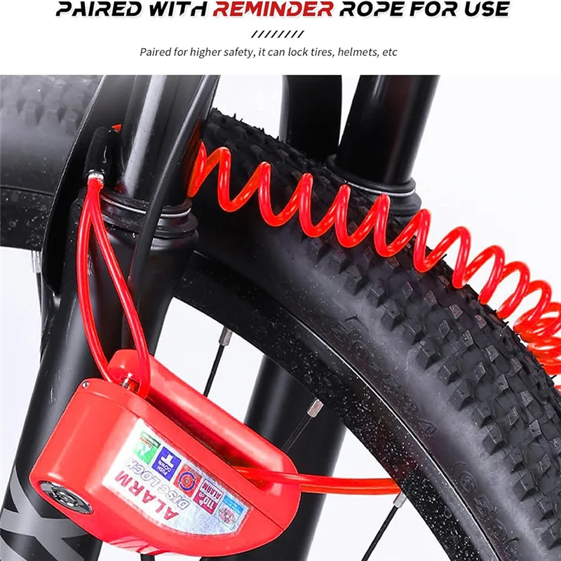 

AW-Motorbike Alarm Disc Brake Lock,Motorcycle Disc Lock With Reminder Cable And Carry Pouch For Bike, Moped, Motocross